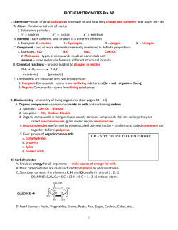 BIOCHEMISTRY NOTES Pre AP