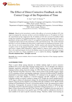 The Effect of Direct Corrective Feedback on the Correct Usage of the