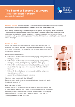 The Sound of Speech: 0 to 3 years