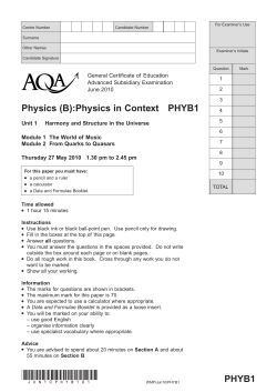 Question Paper Unit 01 - Harmony and Structure in the