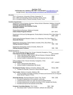 Jing Quan, Ph.D. 1101Camden Ave, Salisbury, MD 21801   410