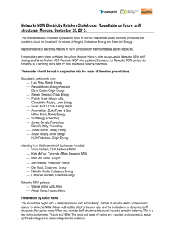 Networks NSW Electricity Retailers Stakeholder