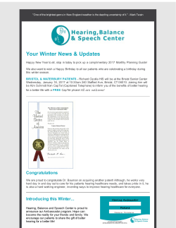 HBSC Winter 2017 Newsletter - Hearing, Balance and Speech Center