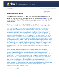 Alcohol and Drug Policy - California Baptist University