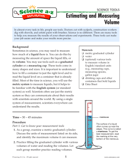Science Tools&mdash;Estimating and Measuring Volume