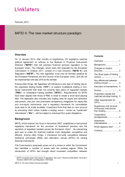 MiFID II: The new market structure paradigm