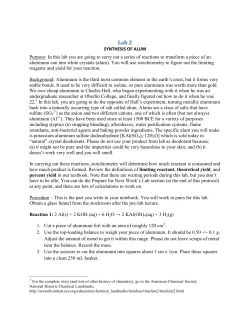 SYNTHESIS OF ALUM Purpose: In this lab you are going to carry