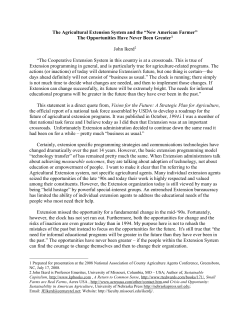 The Agricultural Extension System and the &ldquo;New American Farmer&rdquo;