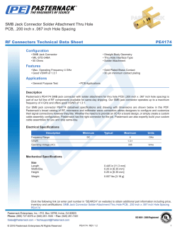 SMB Jack Connector Solder Attachment Thru Hole PCB, .200 inch x