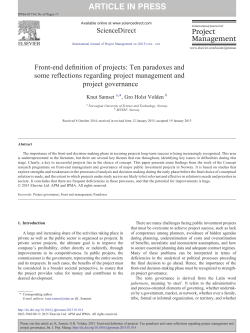 Front-end definition of projects: Ten paradoxes and some reflections