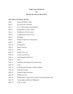 TABLE OF CONTENTS OF RULES OF LOCAL PRACTICE SECTION