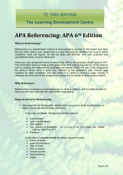 APA Referencing: APA 6th Edition