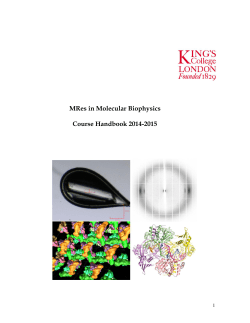 MRes in Molecular Biophysics Course Handbook 2014-2015