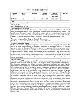 STUDY SUBJECT DESCRIPTION Subject code Subject