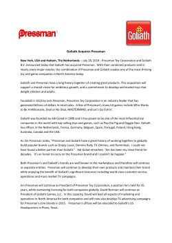 Goliath Acquires Pressman