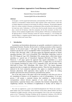 A Correspondence Approach to Vowel Harmony