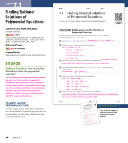 7.1 Finding Rational Solutions of Polynomial Equations