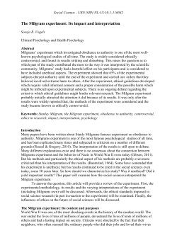 The Milgram experiment: Its impact and interpretation