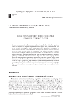 IRONY COMPREHENSION IN THE NONNATIVE LANGUAGE