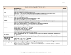 CHAIR CHECKLIST (ANSI/HFES 100
