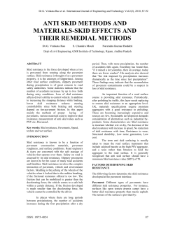 anti skid methods and materials-skid effects and their remedial