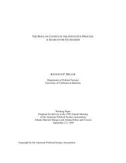 THE ROLE OF COURTS IN THE INITIATIVE PROCESS: A SEARCH