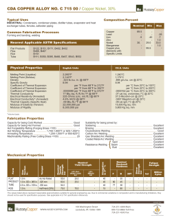 CDA COPPER ALLOY NO. C 715 00 / Copper Nickel, 30%