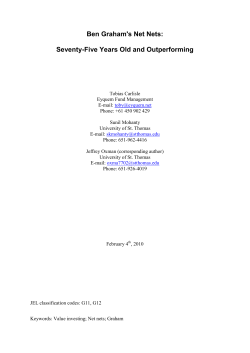 Ben Graham`s Net Nets: Seventy-Five Years Old and