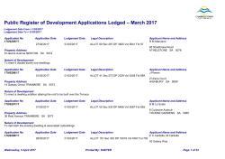 Public Register of Development Applications Lodged &ndash; March 2017
