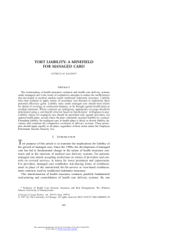Tort Liability: A Minefield for Managed Care?