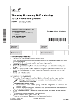 Question paper - Unit F331/01 - Chemistry for life