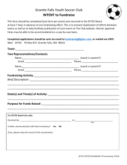 Fundraising INTENT and SUMMARY - Granite Falls Youth Soccer