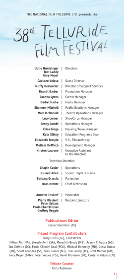 Publications Editor Prized Program Contributors