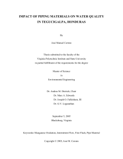 IMPACT OF PIPING MATERIALS ON WATER QUALITY IN