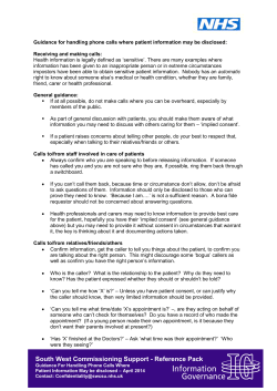 Code of practice for giving out patient information over the phone v1