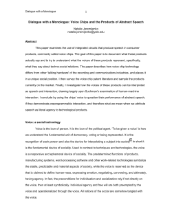 Dialogue with a Monologue: Voice Chips and the Products of