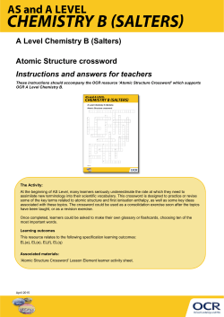 A Level Chemistry B (Salters) Atomic Structure crossword