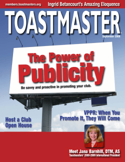 Power of Publicity - Toastmasters International