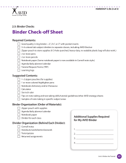 Binder Check Off Sheet