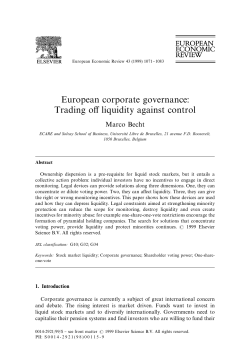 European corporate governance: Trading o