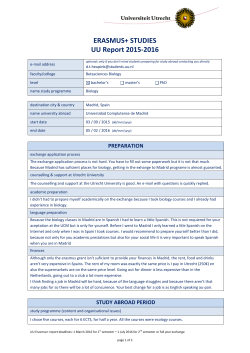 ERASMUS+ STUDIES UU Report 2015-2016