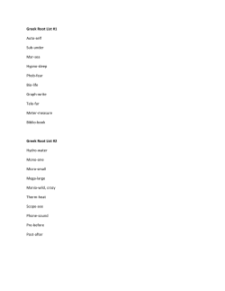 Greek Root List #1 Auto-self Sub-under Mar-sea Hypno