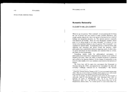 Romantic Rationality - The Warwick Journal of Philosophy