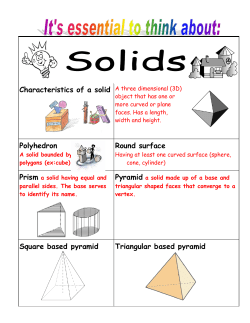 Characteristics of a solid A three dimensional (3D) Polyhedron