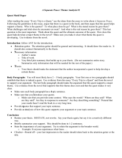 A Separate Peace: Theme Analysis #1 Quest Motif Paper After