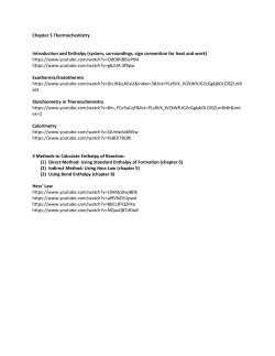 Chapter 5 Thermochemistry Introduction and Enthalpy (system