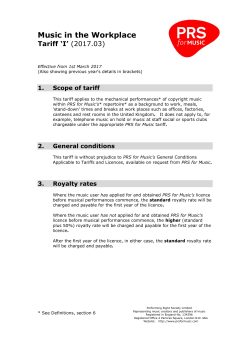 pdf The PRS for Music tariff Tariff