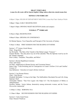 DRAFT TIMETABLE (venue for all events will be