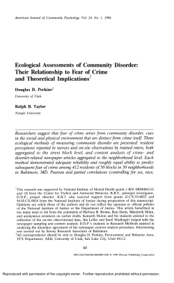 Ecological Assessments of Community Disorder