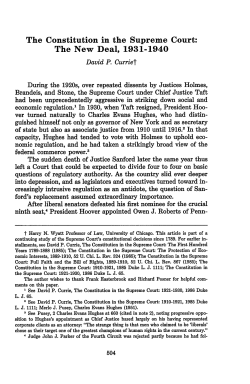 The Constitution in the Supreme Court: The New Deal, 1931-1940